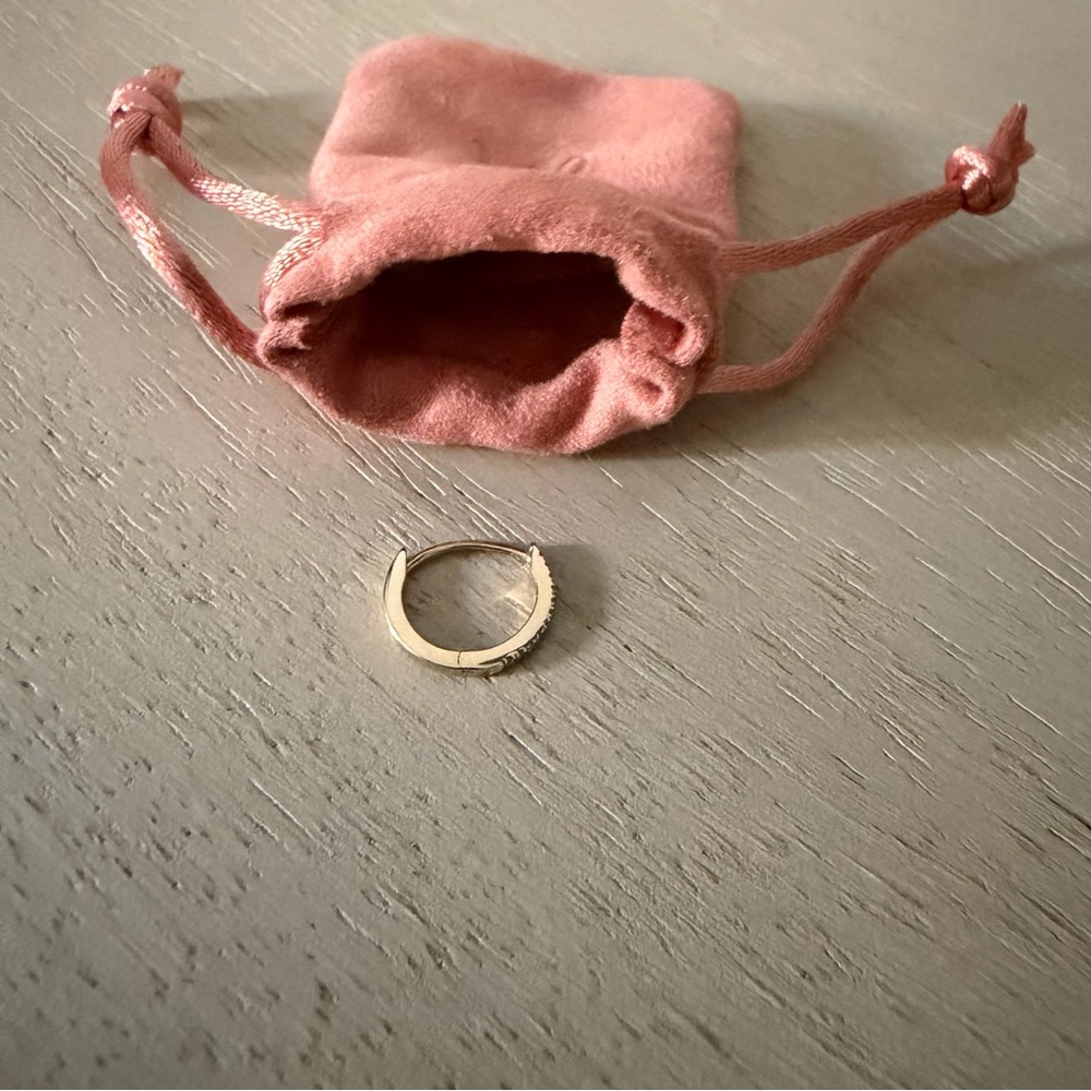 Mejuri Gold Pavé Diamond Huggie Hoop - Picture 3 of 8